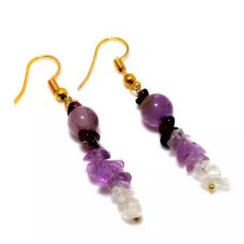 Ювелирные серьги с кристаллом аметиста, кварцем 925 пробы, посеребренные, 1,89 дюйма