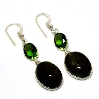 Ювелирные серьги с лабрадоритом перидот 925 пробы, посеребренные, 1,89 дюйма