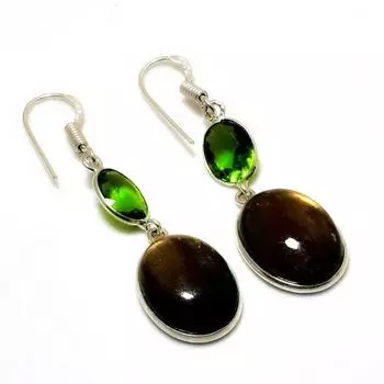 Ювелирные серьги с лабрадоритом перидот 925 пробы, посеребренные, 1,89 дюйма