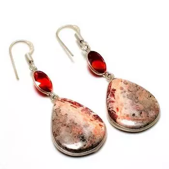 Ювелирные серьги с леопардовым гранатом и драгоценным камнем 925 пробы, посеребренные, 2,08 дюйма