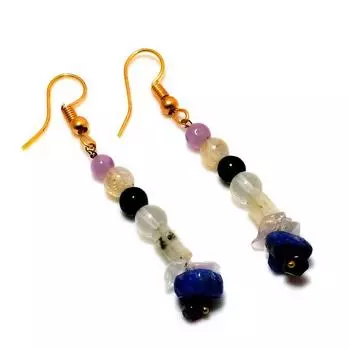 Ювелирные серьги с ляпис-лазурью и розовым кварцем 925 пробы, посеребренные, 2,12 дюйма