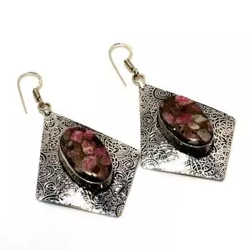 Ювелирные серьги с медным родохрозитом 925 пробы, посеребренные, 2,5 дюйма