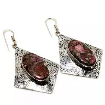 Ювелирные серьги с медным родохрозитом 925 пробы, посеребренные, 2,46 дюйма
