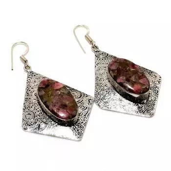 Ювелирные серьги с медным розовым турмалином 925 пробы, посеребренные, 2,46 дюйма