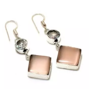 Ювелирные серьги с морганитом и белым топазом 925 пробы, посеребренные, 1,89 дюйма