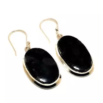 Ювелирные серьги с покрытием из черного ископаемого коралла 925 пробы, 1,89 дюйма