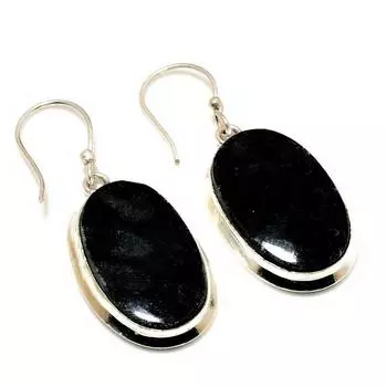 Ювелирные серьги с покрытием из черного ископаемого коралла 925 пробы, 1,89 дюйма