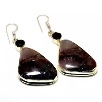 Ювелирные серьги с покрытием из черного флюорита и черной шпинели 925 пробы, 2,27 дюйма