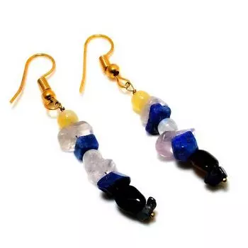 Ювелирные серьги с покрытием из розового кварца и лазурита 925 пробы, 1,89 дюйма