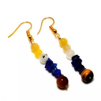 Ювелирные серьги с покрытием из серебра 925 пробы, лазурит, тигровый глаз, 2,27 дюйма.