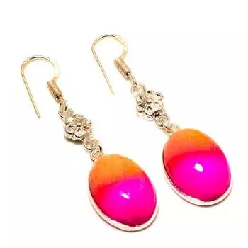 Ювелирные серьги с радужным солнечным кварцем 925 пробы, посеребренные, 1,89 дюйма