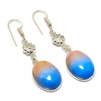 Ювелирные серьги с радужным солнечным кварцем 925 пробы, посеребренные, 1,89 дюйма