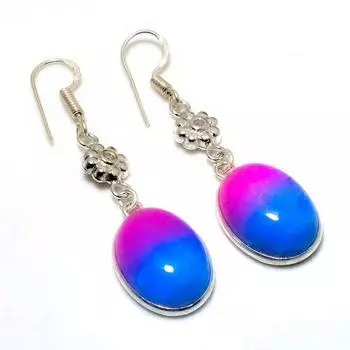 Ювелирные серьги с радужным солнечным кварцем 925 пробы, посеребренные, 1,89 дюйма