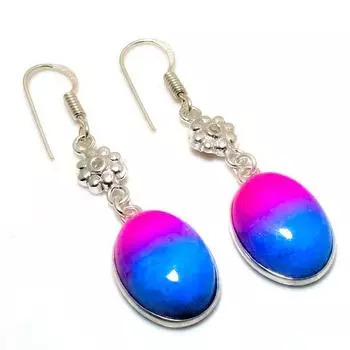 Ювелирные серьги с радужным солнечным кварцем 925 пробы, посеребренные, 2,00 дюйма