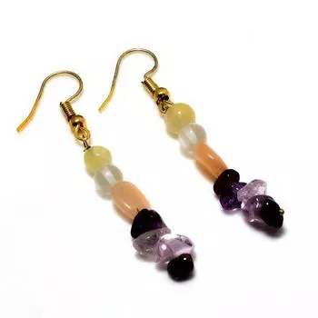 Ювелирные серьги с розовым кварцем и аметистом 925 пробы, посеребренные, 2,08 дюйма