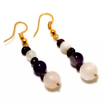 Ювелирные серьги с розовым кварцем и аметистом, посеребренные 925 пробы, 1,89 дюйма