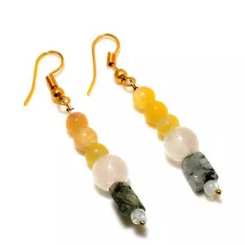 Ювелирные серьги с розовым кварцем и пренитом, посеребренные 925 пробы, 2,12 дюйма