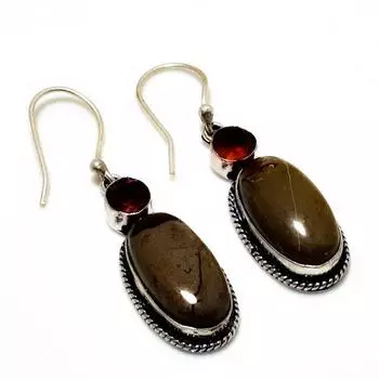 Ювелирные серьги с септерианским гранатом 925 пробы, посеребренные, 1,89 дюйма