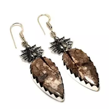 Ювелирные серьги с серебряным покрытием из яшмы 925 пробы, 2,38 дюйма