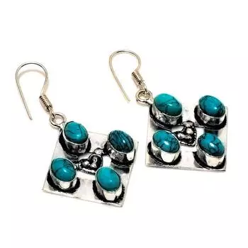 Ювелирные серьги Santa Rosa с бирюзой и драгоценным камнем 925 пробы, посеребренные, 1,70 дюйма