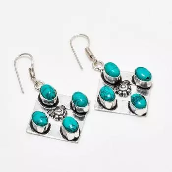 Ювелирные серьги Santa Rosa с бирюзой и драгоценным камнем 925 пробы, посеребренные, 1,89 дюйма