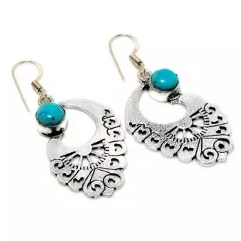 Ювелирные серьги Santa Rosa с бирюзой и драгоценным камнем 925 пробы, посеребренные, 1,89 дюйма