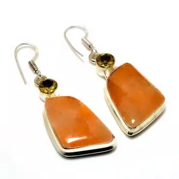 Ювелирные серьги Septerian Noodal с цитрином, посеребренные 925 пробы, 2,08 дюйма
