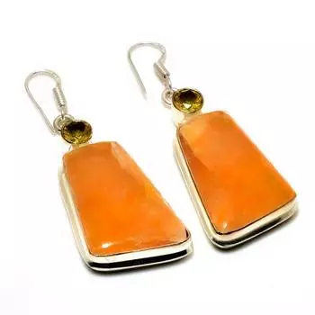 Ювелирные серьги Septerian Noodal с цитрином, посеребренные 925 пробы, 2,27 дюйма