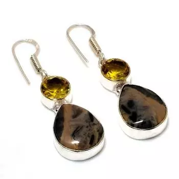 Ювелирные серьги Sonora Sunrise с цитрином, посеребренные 925 пробы, 1,70 дюйма