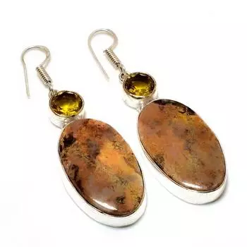Ювелирные серьги Sonora Sunrise с цитрином, посеребренные 925 пробы, 2,27 дюйма