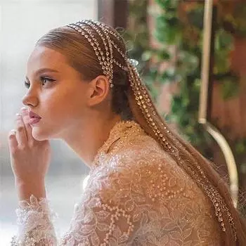 Ювелирные украшения для девочек, свадебная повязка на голову с длинной кисточкой, свадебные аксессуары для волос 1