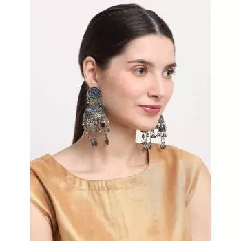 Ювелирные украшения: оксидированные серебряные серьги Jhumki большого размера в стиле знаменитостей для девочек и женщин