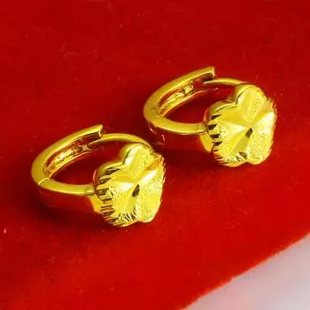 Ювелирные золотые серьги в форме листьев лотоса