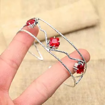 Ювелирный браслет из стерлингового серебра 925 пробы ручной работы с красным гранатом и драгоценным камнем для свадебного подарка