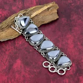 Ювелирный браслет из стерлингового серебра 925 пробы с шунгитовым драгоценным камнем, замечательные ювелирные изделия ручной работы, натуральный браслет для женщин 8 Inches With Adjustable серый