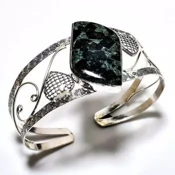 Ювелирный браслет-манжета ручной работы с драгоценным камнем Star Galaxy 925, посеребренный