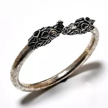 Ювелирный браслет-манжета ручной работы с драгоценным камнем 925 пробы в стиле льва, покрытый серебром