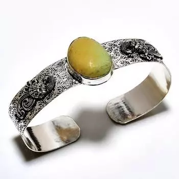 Ювелирный браслет-манжета ручной работы с драгоценным камнем аквамарина 925 пробы, посеребренный