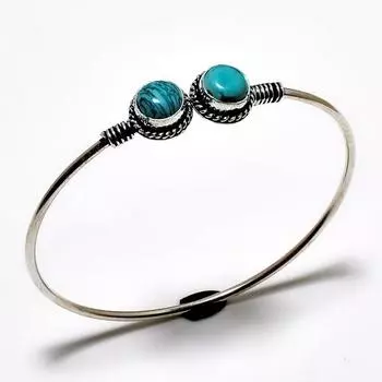 Ювелирный браслет-манжета Santa Rosa с бирюзовым драгоценным камнем 925 пробы и посеребренным покрытием