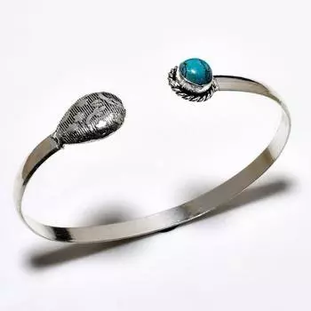 Ювелирный браслет-манжета Santa Rosa с бирюзовым драгоценным камнем 925 пробы и посеребренным покрытием