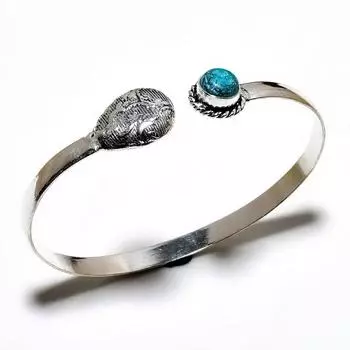 Ювелирный браслет-манжета Santa Rosa с бирюзовым драгоценным камнем 925 пробы и посеребренным покрытием