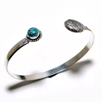 Ювелирный браслет-манжета Santa Rosa с бирюзовым драгоценным камнем 925 пробы и посеребренным покрытием