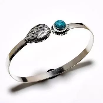 Ювелирный браслет-манжета Santa Rosa с бирюзовым драгоценным камнем 925 пробы и посеребренным покрытием