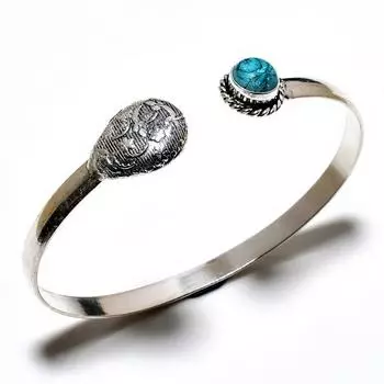 Ювелирный браслет-манжета Santa Rosa с бирюзовым драгоценным камнем 925 пробы и посеребренным покрытием