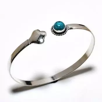 Ювелирный браслет-манжета Santa Rosa с бирюзовым драгоценным камнем 925 пробы и посеребренным покрытием