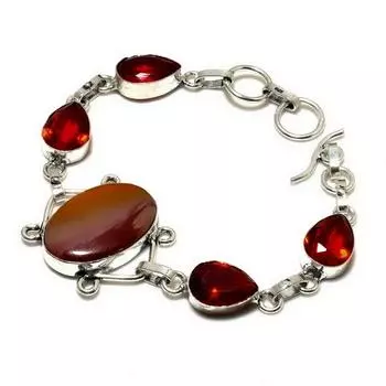 Ювелирный браслет Noreena с яшмой и гранатом 925 пробы, посеребренный, 6–8 дюймов
