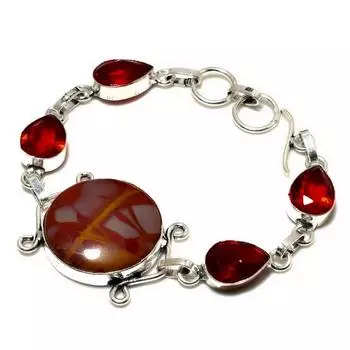Ювелирный браслет Noreena с яшмой и гранатом 925 пробы, посеребренный, 6–8 дюймов