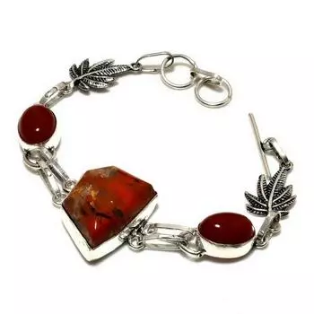 Ювелирный браслет Red River Jasper Сердолик 925 с посеребренным покрытием 6–8 дюймов