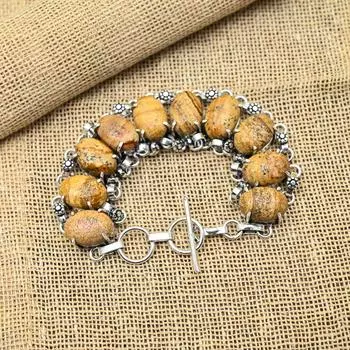 Ювелирный браслет ручной работы из натурального стерлингового серебра 925 пробы с изображением яшмы для нее