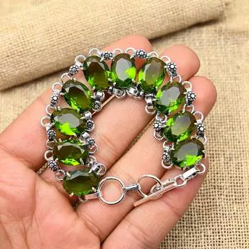 Ювелирный браслет ручной работы из стерлингового серебра 925 пробы с драгоценным камнем перидот для женщин
